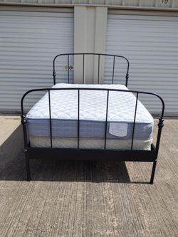 Full size bed metal frame with mattress