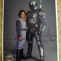 Jango And Young Boba Fett Photo Signed By Temeura Morrison And Daniel Logan