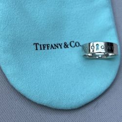 Tiffany & Co Keyhole Diamond Sterling Silver Ring Size 7