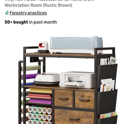 VENNQD Rustic Brown Craft Storage Rolling Cart Cricut Compatible