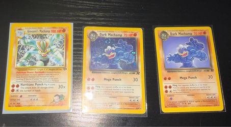 Vintage Pokémon Cards Lot – Giovanni’s Machamp + 2 Dark Machamp Holo/Rare