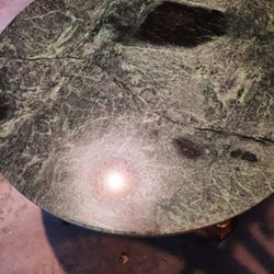 Antique round green marble top side table - $275