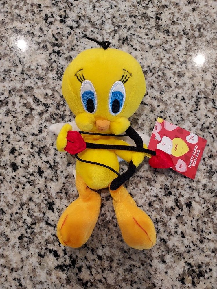 Warner Bros Studio Store Tweety Bird Valentine's Day Cupid Bean Bag Plush - New with Tags - 1998