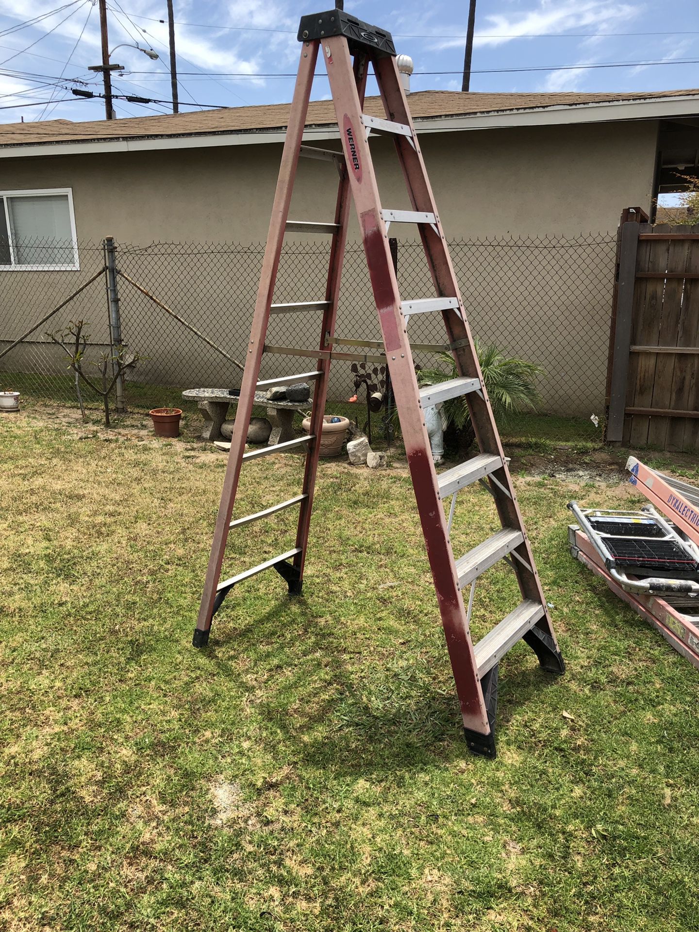 WHAT I HAVE FOR SALE IS A USED 8’ Fiberglass LADDER. Used Fiberglass 8’ ladder In great condition. Asking $65 bucks.