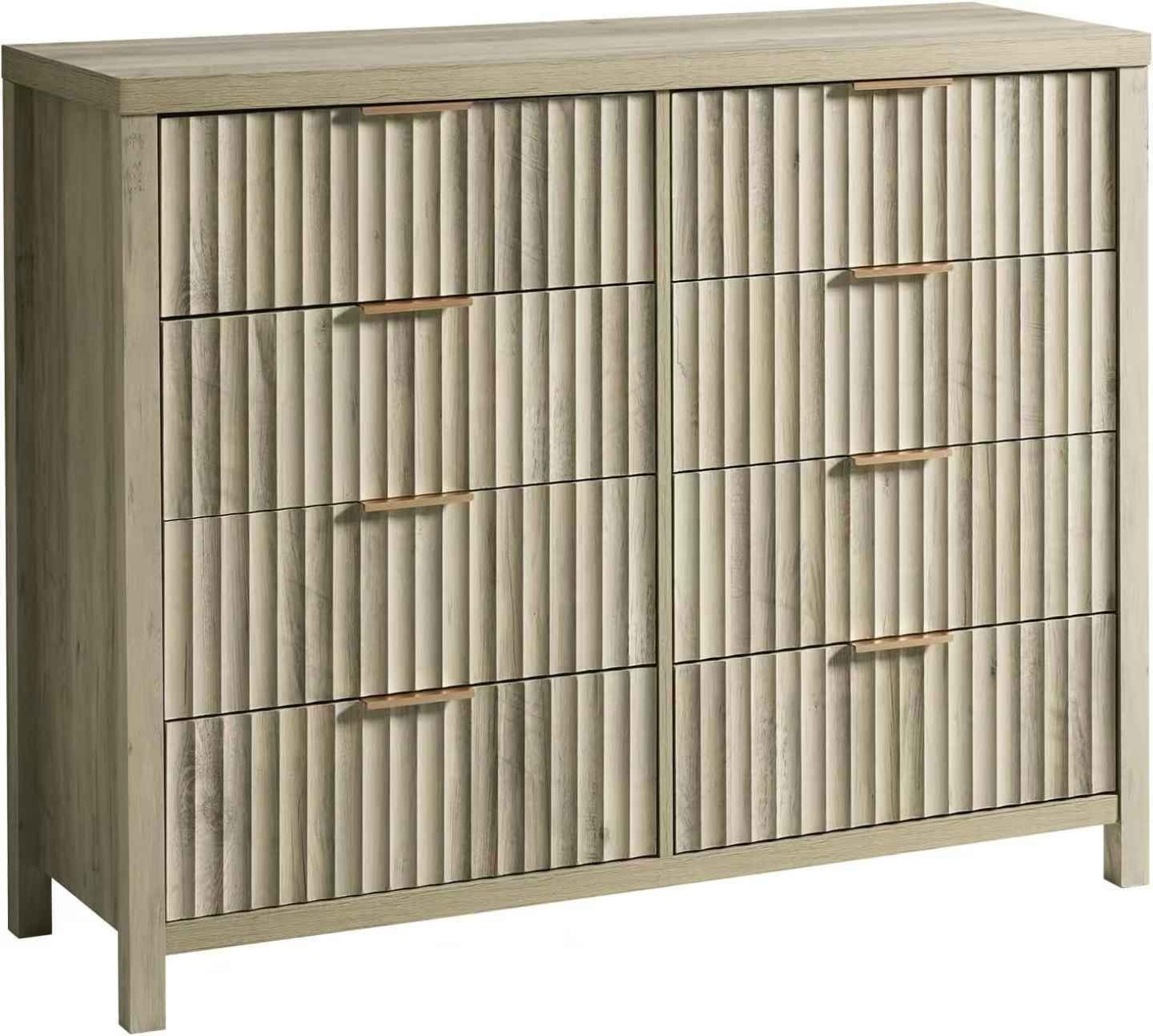 Fluted 8 Drawer Dresser, Large Wide Chest of Drawers for Bedroom, Modern Storage Dresser Mid Century TV Stand Dresser