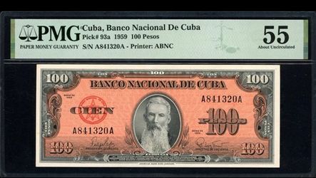 1959 Banco Nacional de Cuba 100 Pesos PCGS AU55