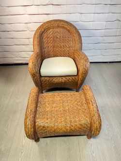 Pottery Barn Malabar Woven Chair & Footstool