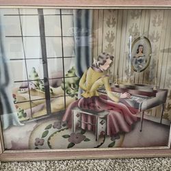 Vintage Lady And Piano Print