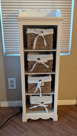 White Stand with 4 baskets