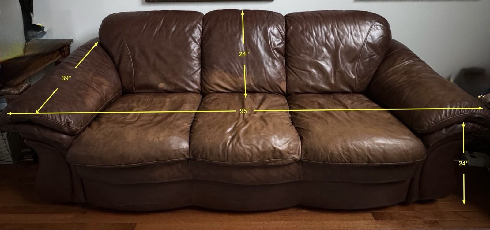 All Leather, sturdy 3-Seater Sofa & 2 Manual Recliners – or your best offer