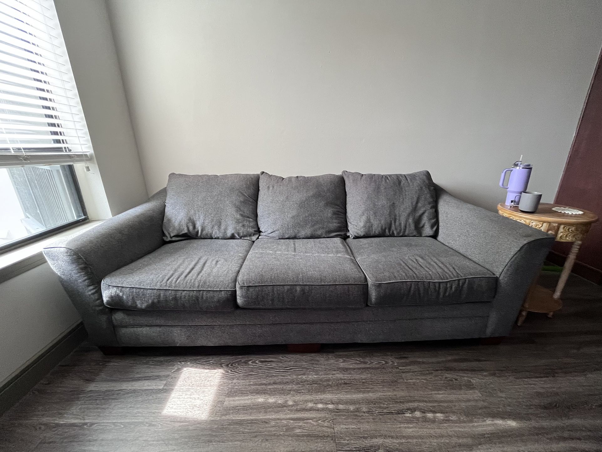 Gray 3 Seater Couch & Oversized Chair 