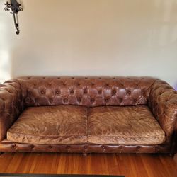 Brown Tufted Chesterfield Leather Sofa from Restoration Hardware

