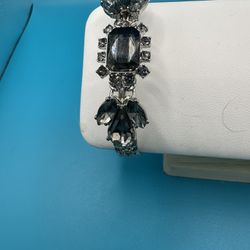 White House Black Market Smoky Glass Bracelet 6 1/2” Long Toggle Clasp Good Condition 