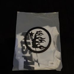 White Hellstar Tee with black logo, Size Small