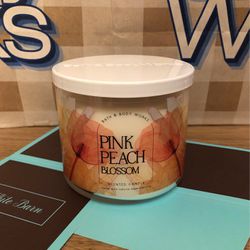 Pink Peach Blossom Three Wick Candle. Bath And Body Works
