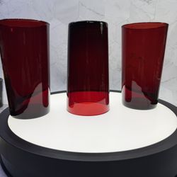 Set of (3) Beautiful VINTAGE ANCHOR HOCKING, ROYAL RUBY RED TUMBLERS.