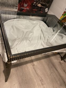 Vintage Bronze & Glass Baker Coffee Table