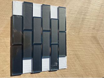 Metallic gray subway glass tile