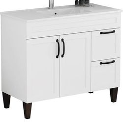 Assembled New Solid Wood Frame 39.4-inch Bathroom Vanity with Sink Combo Faucet NOT included