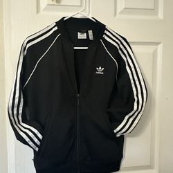Adidas Black Track Jacket With White Stripes 