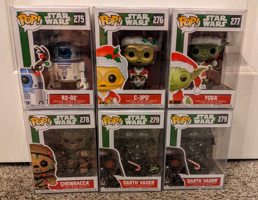 Funko Pop Pops Star Wars Christmas Lot of 6 with Chase and Mini Advent Calendar Pops