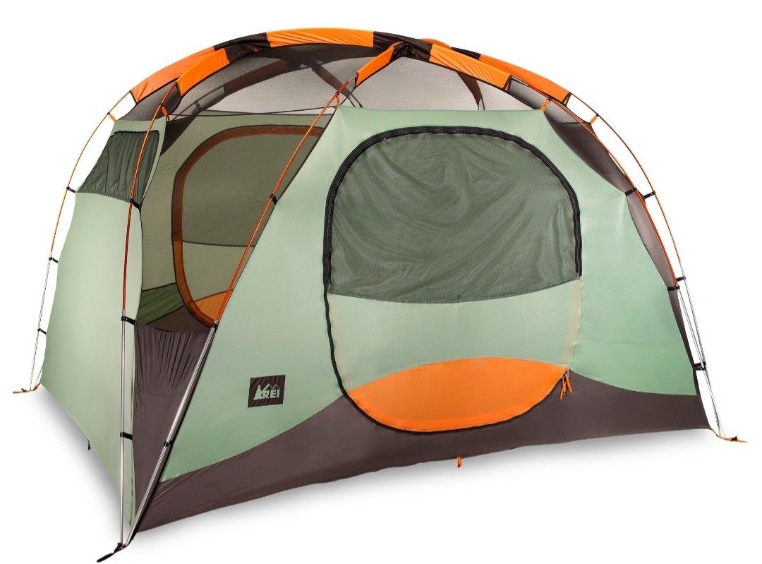 REI Hobitat 6-person tent + detachable vestibule + portable toilet