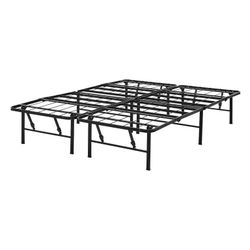 Folding Bed Frame, Heavy Duty Metal Queen Platform with 14" Storage, Easy Assembly, No Box Spring Needed, RV & Motel Ready