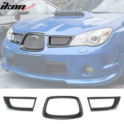 Fits 2006-2007 Subaru Impreza WRX OE Front Bumper Grille Cover ABS Carbon Fiber Print