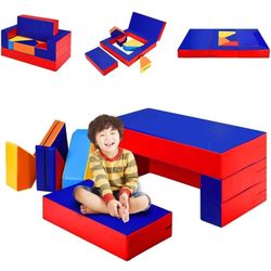 Costzon 4-in-1 Unique Shapes Convertible Climb and Crawl Foam Set for Climbing, Crawling, Sliding, 8-Piece Colorful PU Activity Play Soft Zone for Bab
