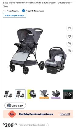 Baby Trend Venture 4-Wheel Stroller Travel System - Desert Grey $160