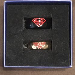 DC Superman And Wonder Woman Wedding Band Rings