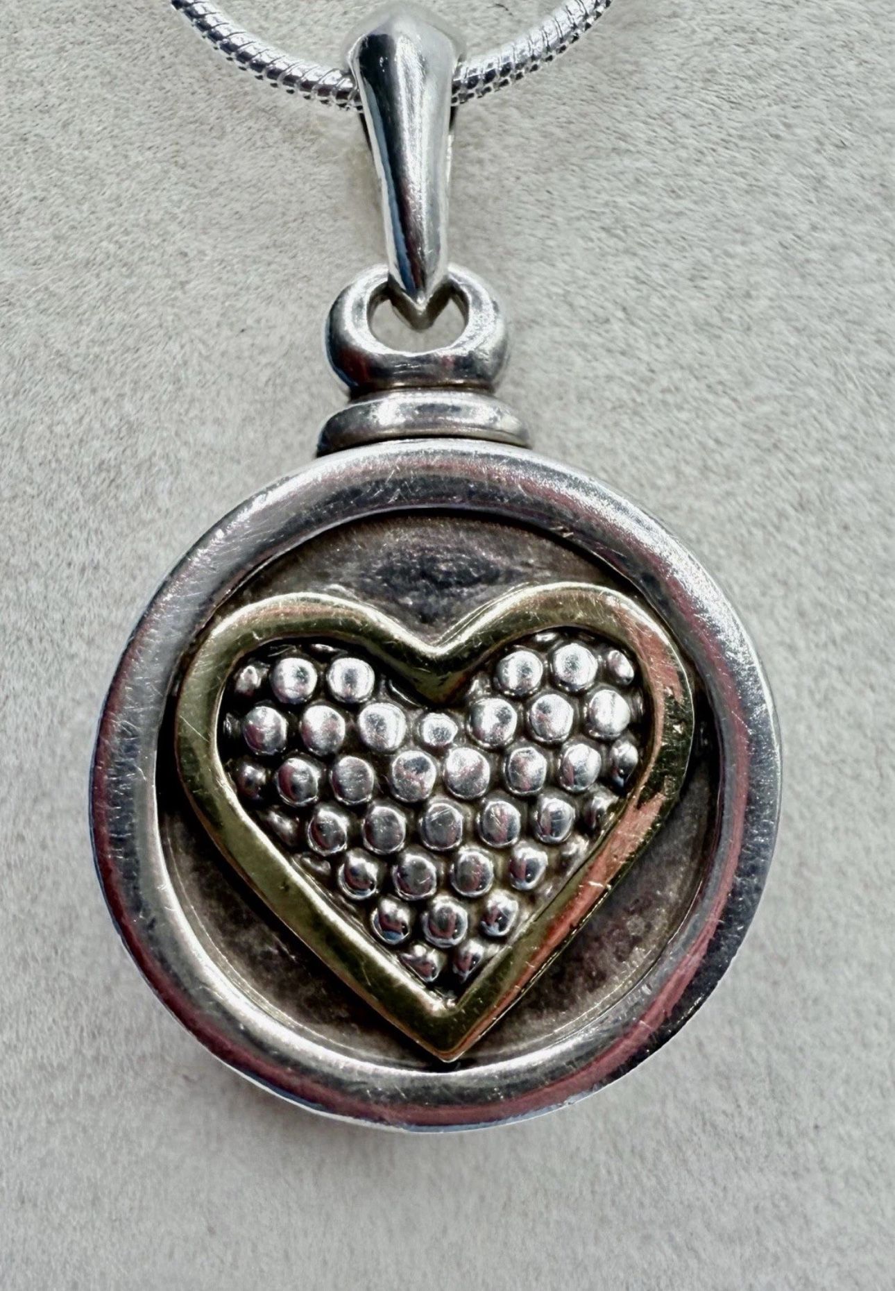FREE SHIPPING! LAGOS Caviar 925 Silver & 750 Round Heart Locket Pendant Necklace 18" Lot#240