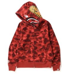 BAPE Color Camo Shark Full Zip Hoodie Red XXL