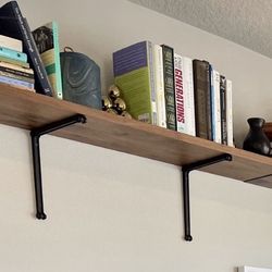 Rejuvenation Solid Walnut Shelves With Iron Hardware 10” X 48” X 1”
