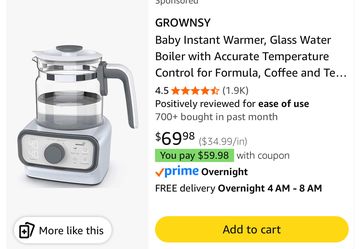 GROWNSY Baby Instant Warmer, Glass Water Boiler