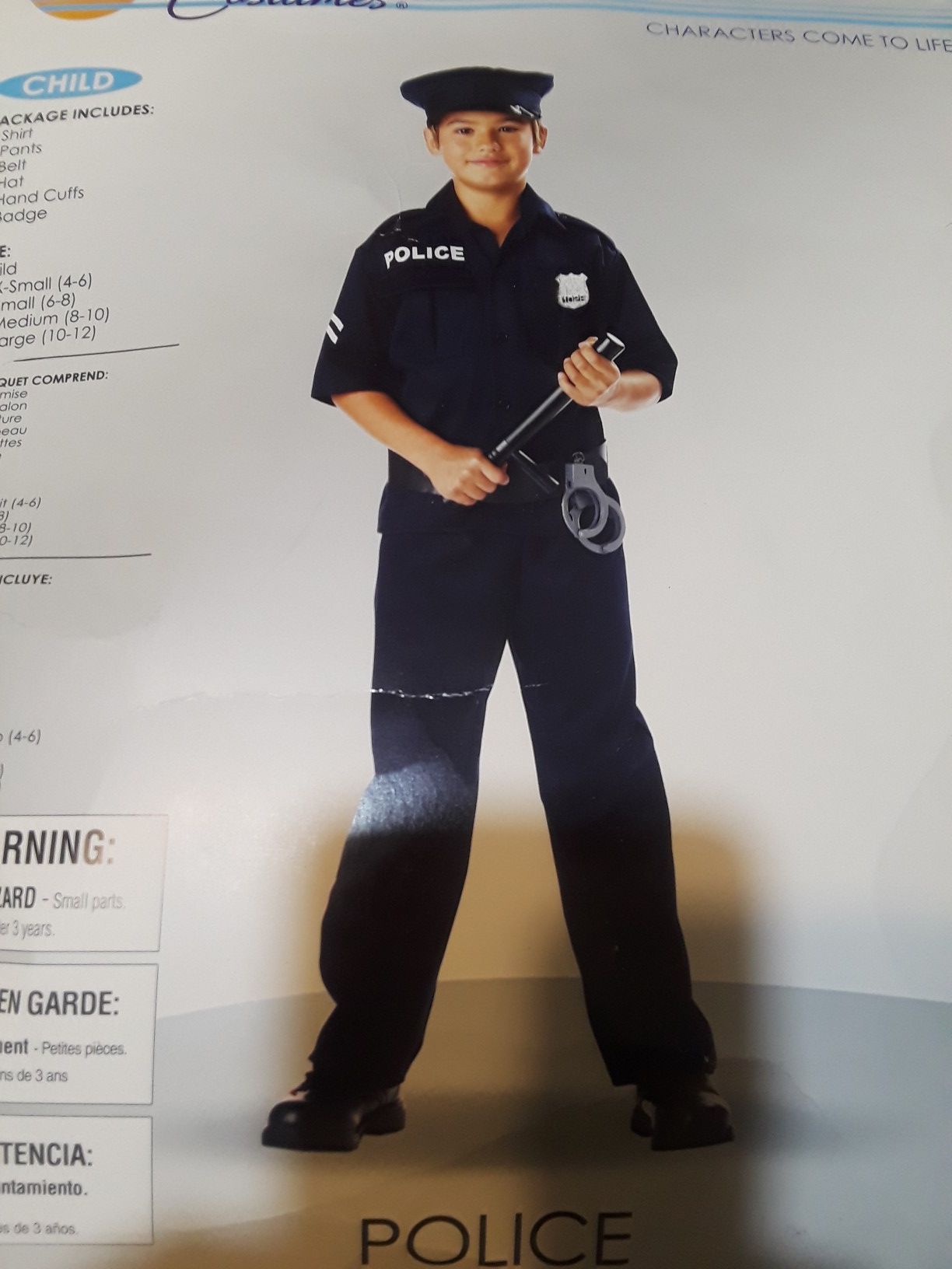 POLICE OFFICER COSTUME FOR BOYS. Size 10-12