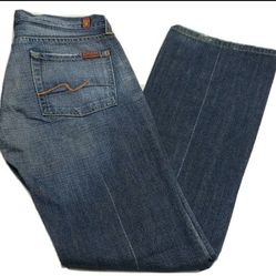 7 for all Mankind Mens 29 Blue Jeans Distressed Medium Wash