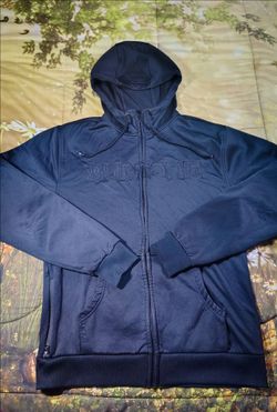 Burton Men's Full Zip Hooded Fleece Hoodie, Black Solid Logo, Size M