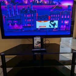 Samsung Plasma TV + Stand + Roku Streaming Device