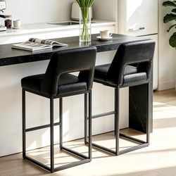 K443 $60  Counter Height Black Bar Stools Set of 2