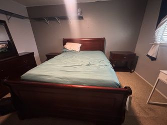 Cherry Wood Sleigh Bed Frame