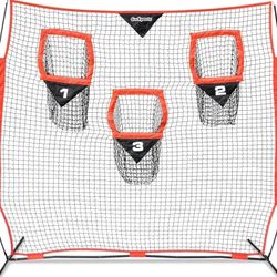 GoSports Football Throwing Net - 8 x 8 ft or 6 x 6 ft Nets - Choose Black or Red