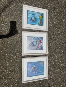 Framed rainbow fish art