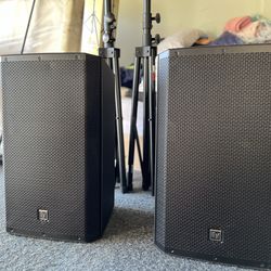 EV ZLX-15P Speakers + PA System + DJ Setup + Audio Interface + Stands