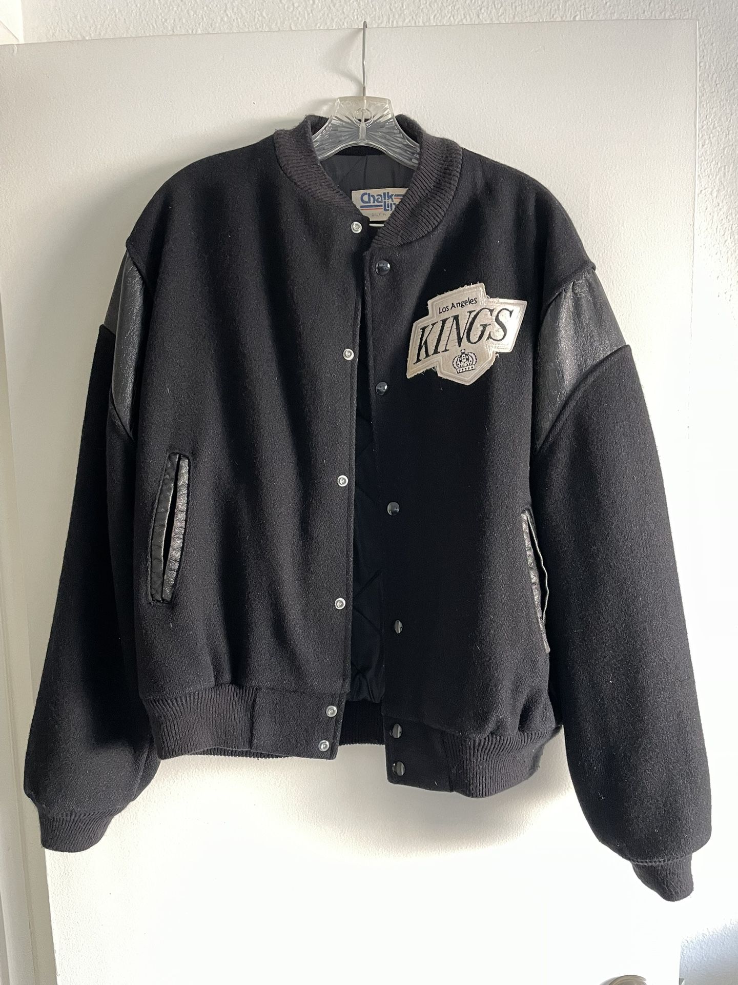 LOS ANGELES KINGS CHALK LINE WOOL LEATHER JACKET SZ L