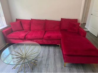 Red suede couch/sectional