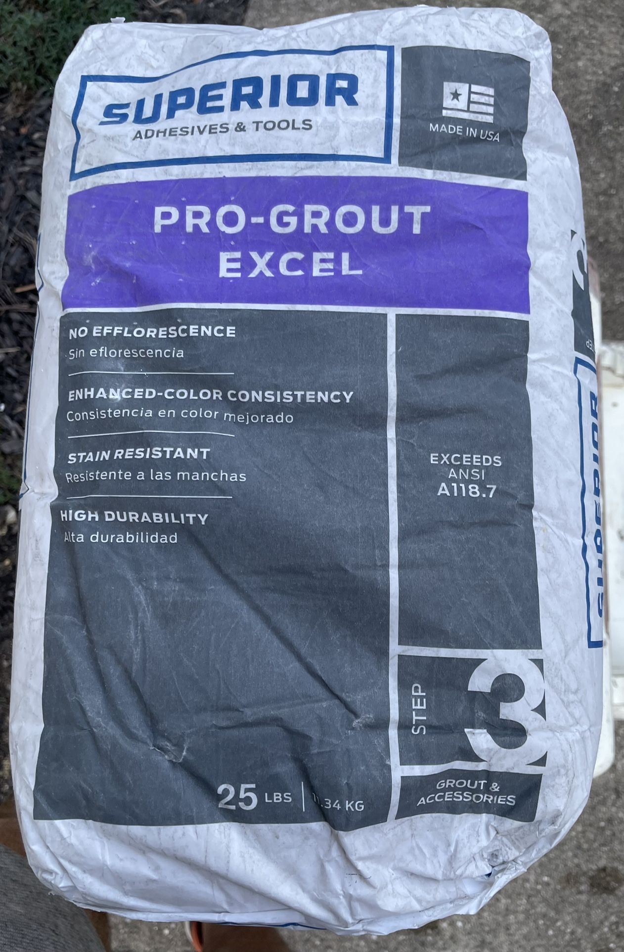 Superior Pro-Grout Excel, Standard White 25lb New