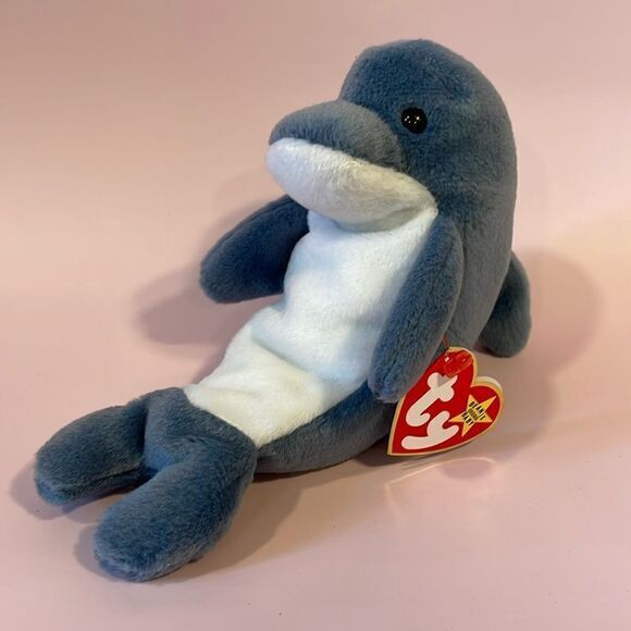 1996 Vintage Ty Beanie Baby Echo the Dolphin PVC Pellets Excellent Used