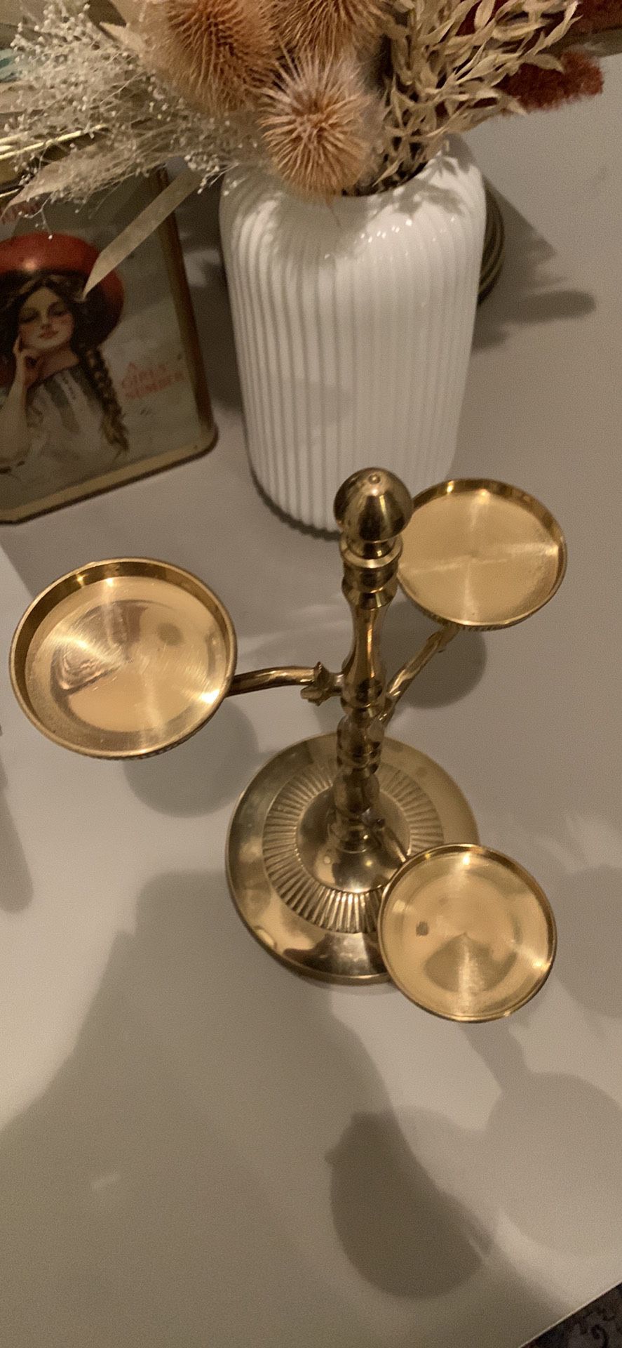 Brass tea light candelabra / candle holder / candlestick