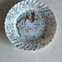 Antique  Bone China Cheese Plate Gold Edge